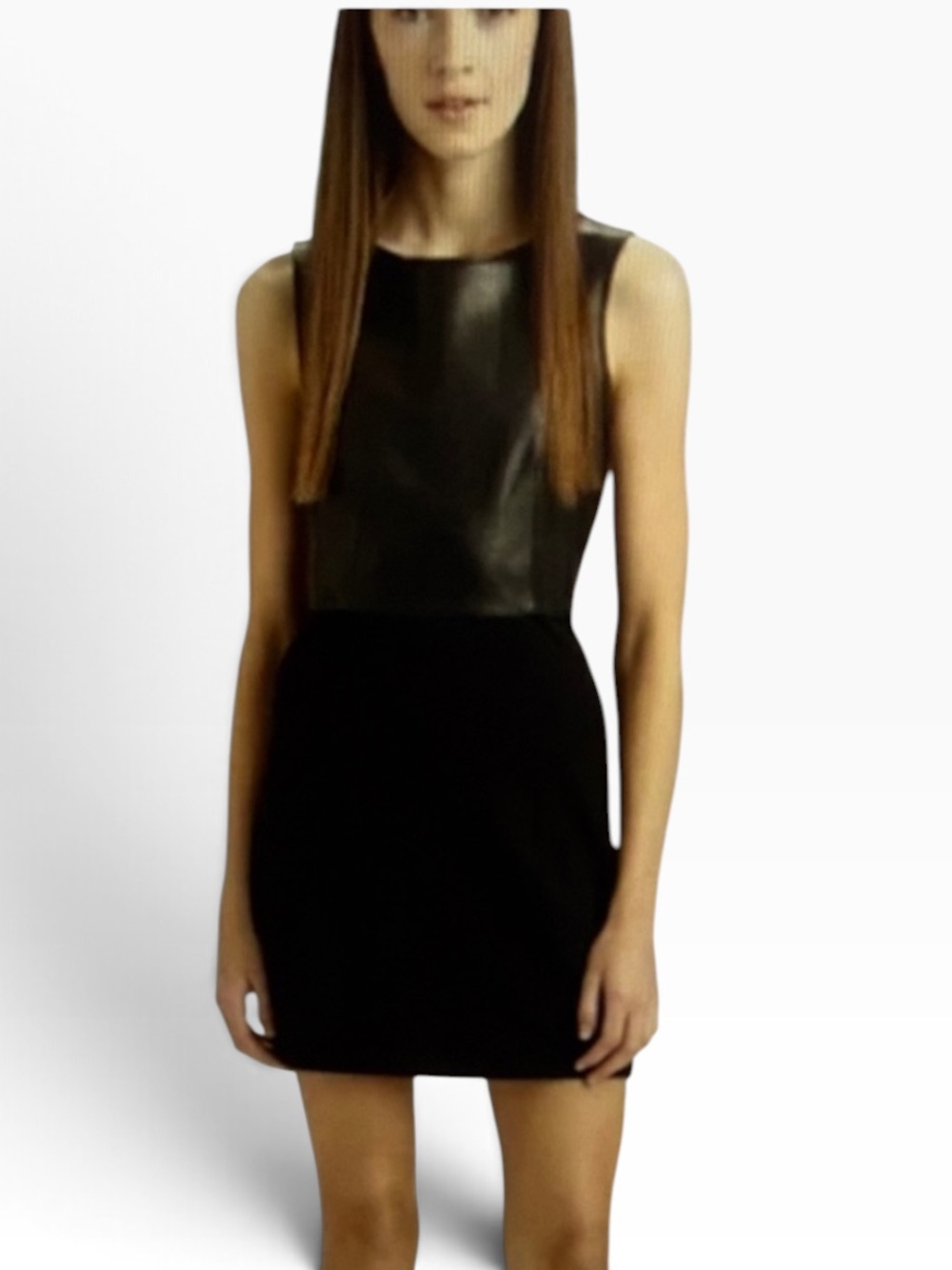 Theory Tirionne CK Classical Leather Combo Mini Dress Black Size 8 NWT $335